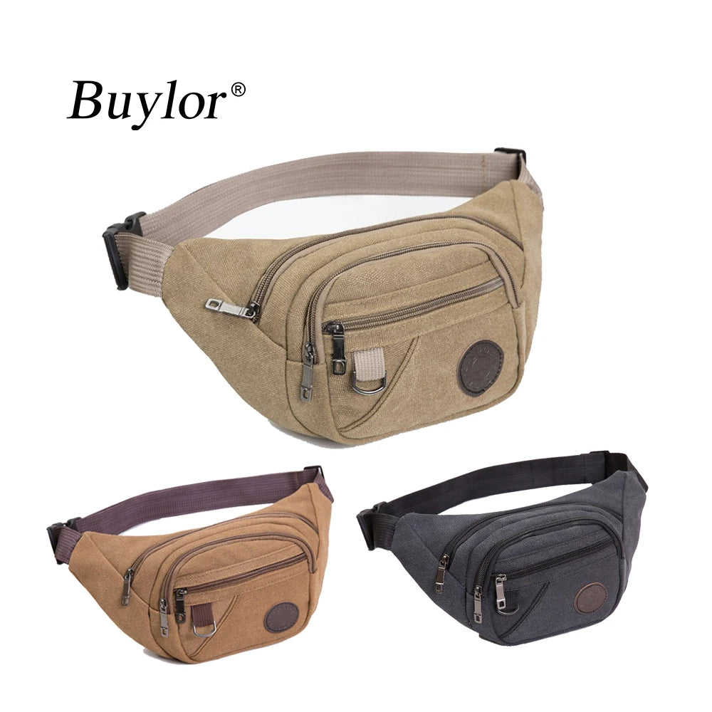 Buylor Canvas Waist Pack Fanny Pack Sports Hip Bag Phone Pounch