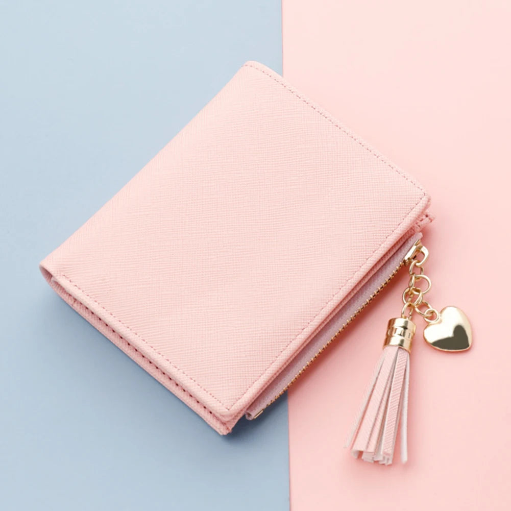 Short Tassel Wallet Women Purse Mini Lovely Money Clip Zipper Poc