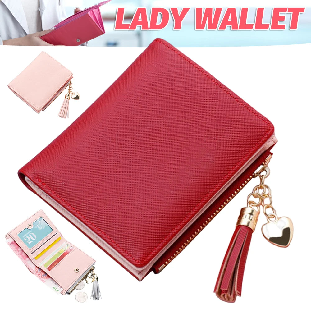 Short Tassel Wallet Women Purse Mini Lovely Money Clip Zipper Poc