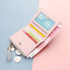 Short Tassel Wallet Women Purse Mini Lovely Money Clip Zipper Poc