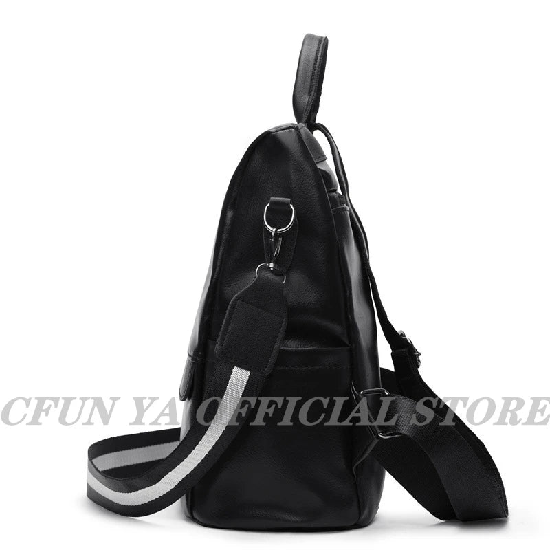 Women's PU Leather Backpack Anti-theft Schoolbag Waterproof Rucksack