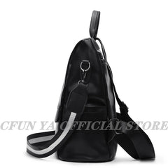 Women's PU Leather Backpack Anti-theft Schoolbag Waterproof Rucksack
