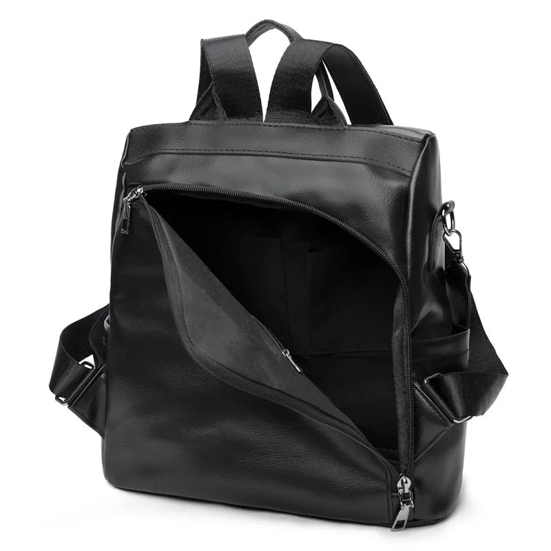Women's PU Leather Backpack Anti-theft Schoolbag Waterproof Rucksack