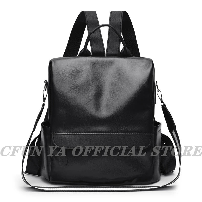 Women's PU Leather Backpack Anti-theft Schoolbag Waterproof Rucksack
