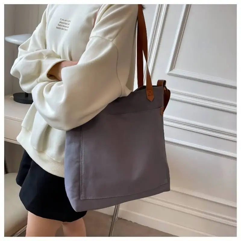 Large Capacity Canvas Women Shoulder Bag Solid Crossbody Bags For Women