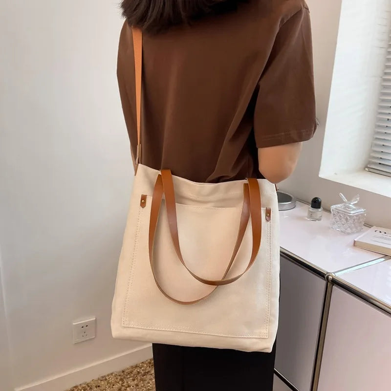 Large Capacity Canvas Women Shoulder Bag Solid Crossbody Bags For Women