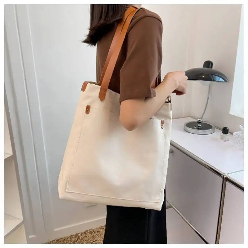 Large Capacity Canvas Women Shoulder Bag Solid Crossbody Bags For Women