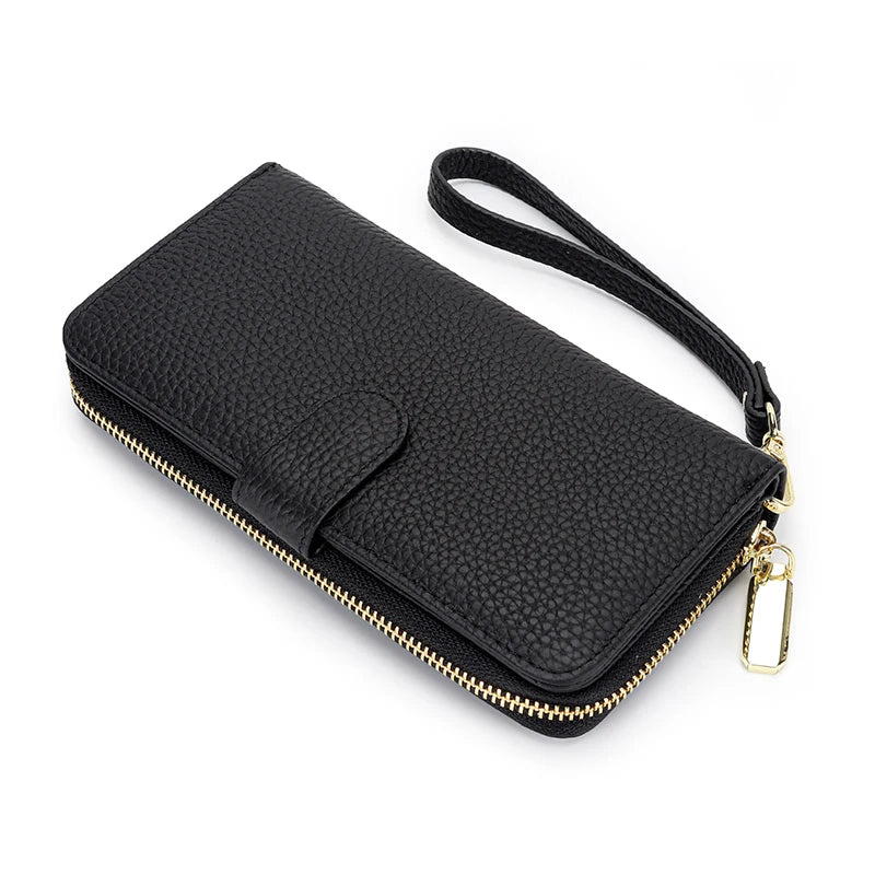 Full Leather Wallet Women's Long Wallet Clutch Bag