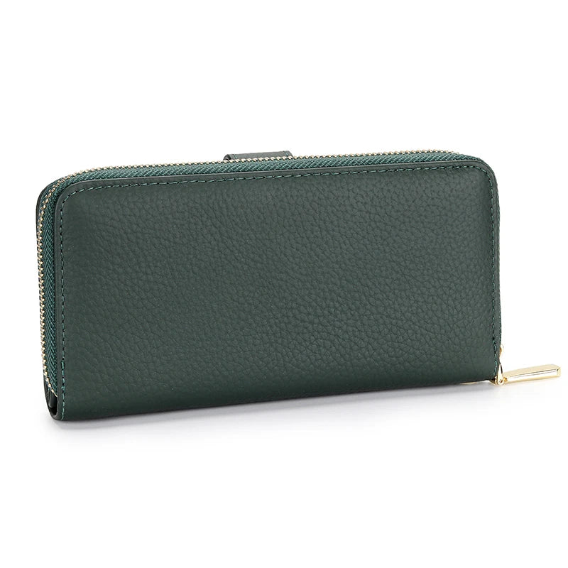 Full Leather Wallet Women's Long Wallet Clutch Bag