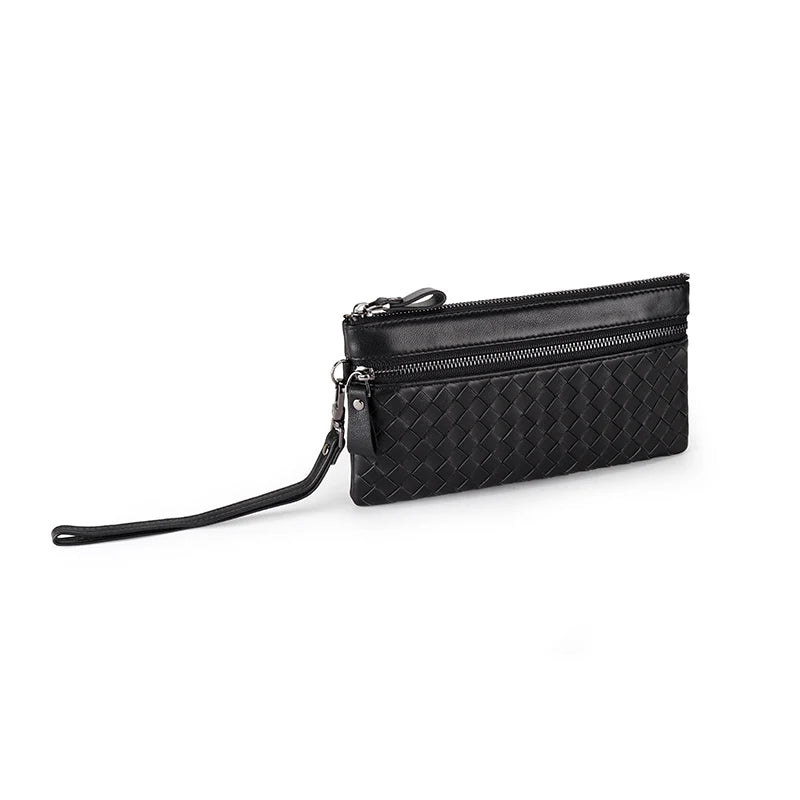 COMFROSKIN Sheepskin Men Clutch Wallets Hand-made Knitting Style Women Wallet
