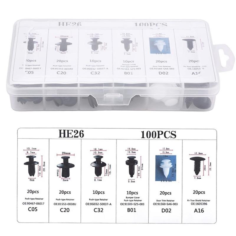100pcs Car Body Push Retainer Pin Rivet Bumper Door Trim Fastener Clips