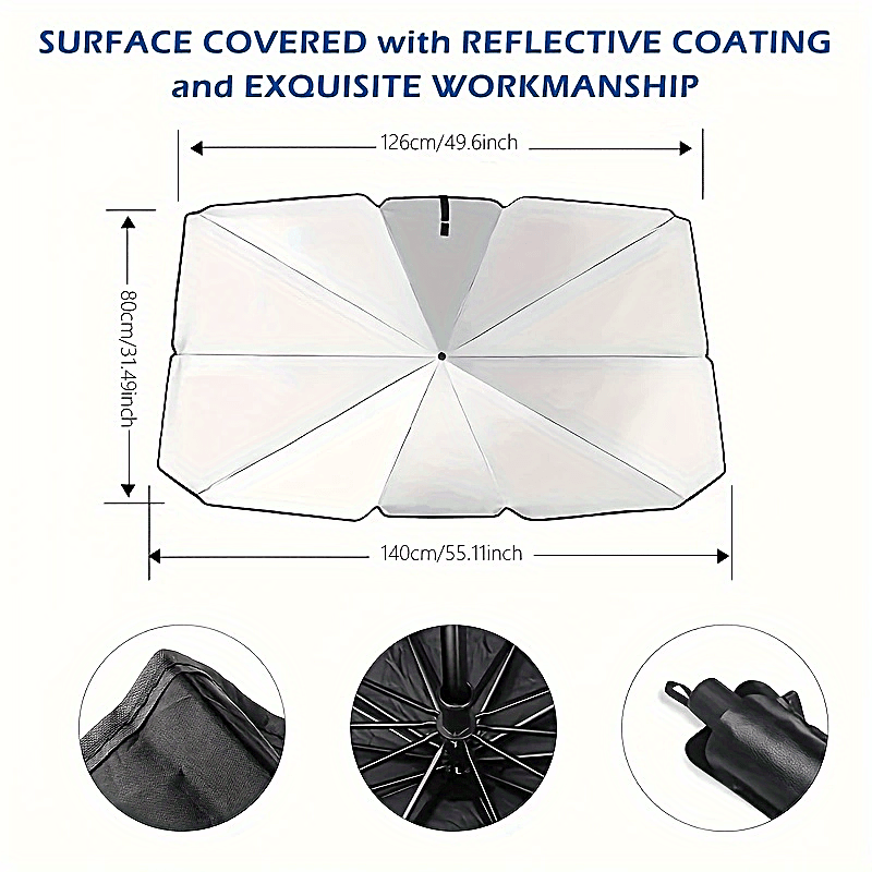 Foldable Car Windshield Sun Shade Umbrella Cover Reflective Sunshade