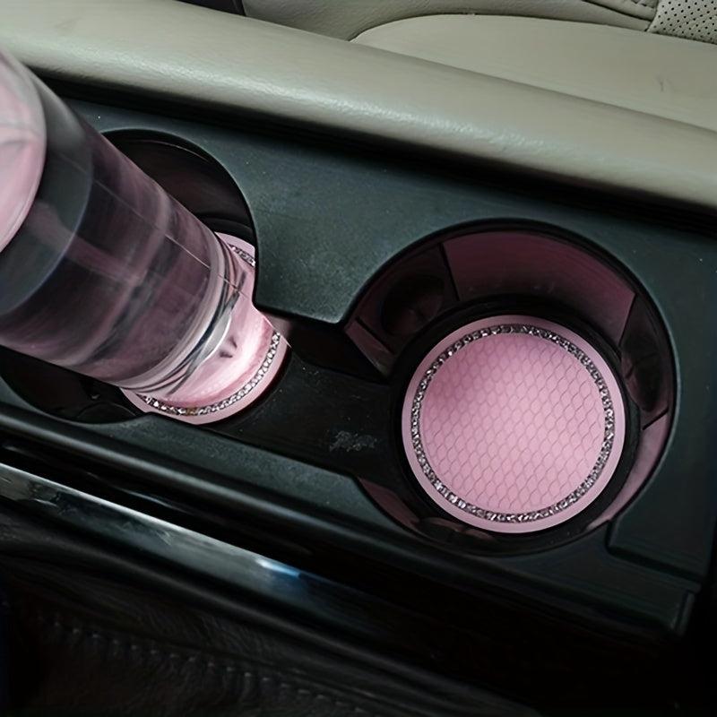 2Pcs Car Diamond Coaster Cup Holder Mat Auto Interior Decoration
