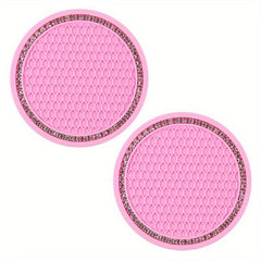 2Pcs Car Diamond Coaster Cup Holder Mat Auto Interior Decoration