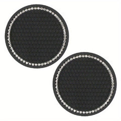 2Pcs Car Diamond Coaster Cup Holder Mat Auto Interior Decoration