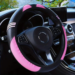 PU Leather Carbon Fiber Cartoon Steering Wheel Cover 37 14 57 14 96 Inch