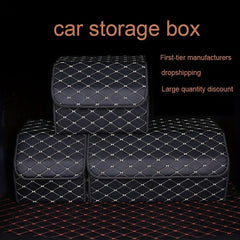 1pc Trunk Storage Box Leather Car Multifunctional Folding Storage Box