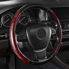 Wood Grain Carbon Fiber Steering Wheel Cover Non-Slip Protector