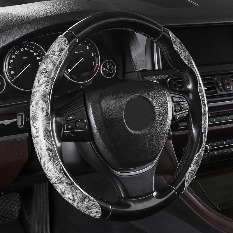 Wood Grain Carbon Fiber Steering Wheel Cover Non-Slip Protector