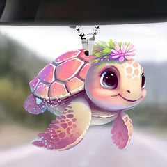 Flower Turtle 2D Acrylic Car Mirror Decorative Pendant & Key Chain
