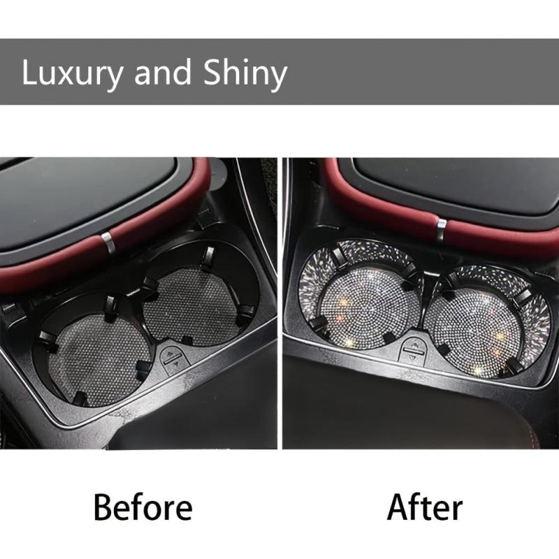 ZukMi 2pcs Bling Car Cup Holder Coaster Anti Slip Universal Vehicle Coasters