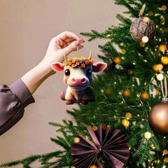 Cow Car Acrylic Pendant Christmas Tree Decoration Home Decor
