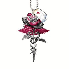 Red Snake Rose Car Acrylic Pendant Accessories Rear View Mirror Hanging