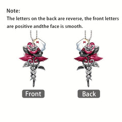 Red Snake Rose Car Acrylic Pendant Accessories Rear View Mirror Hanging