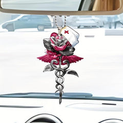 Red Snake Rose Car Acrylic Pendant Accessories Rear View Mirror Hanging