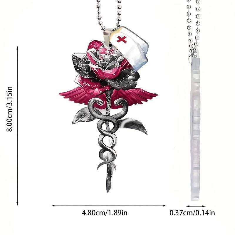 Red Snake Rose Car Acrylic Pendant Accessories Rear View Mirror Hanging