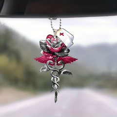 Red Snake Rose Car Acrylic Pendant Accessories Rear View Mirror Hanging