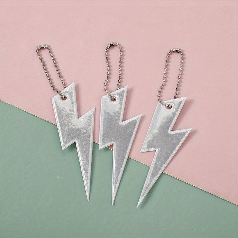 3Pcs Reflective Lightning Key Chain Pendant for Night Safety