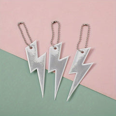 3Pcs Reflective Lightning Key Chain Pendant for Night Safety