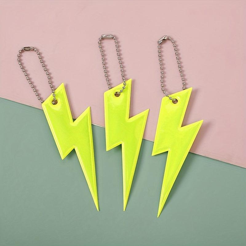 3Pcs Reflective Lightning Key Chain Pendant for Night Safety