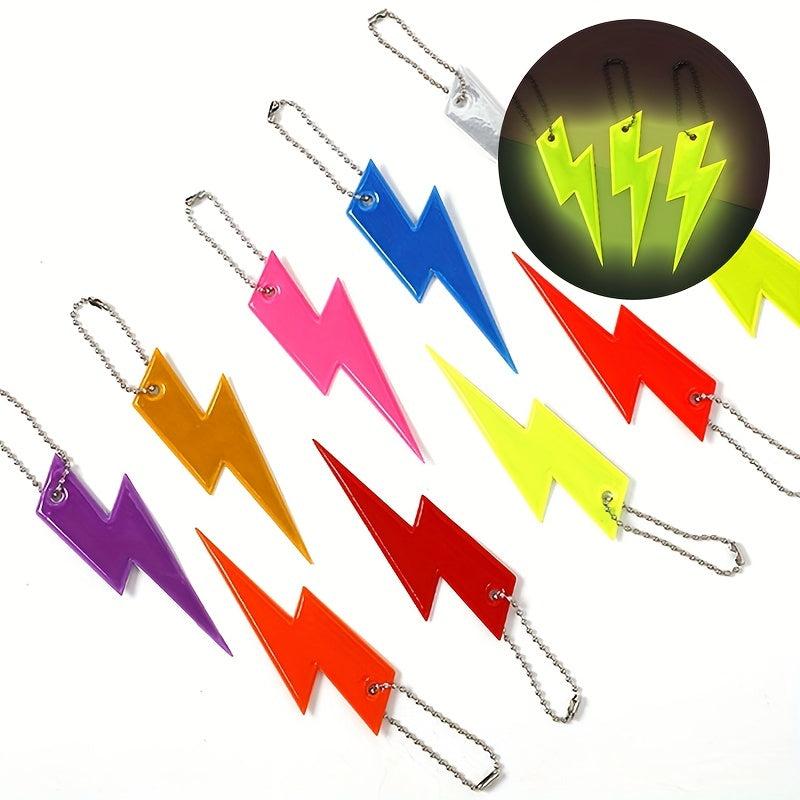 3Pcs Reflective Lightning Key Chain Pendant for Night Safety