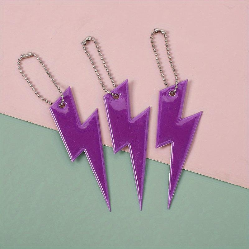 3Pcs Reflective Lightning Key Chain Pendant for Night Safety