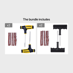 Car & Motorcycle Tire Repair Tool Kit - Fix Punctures & Replace Tires