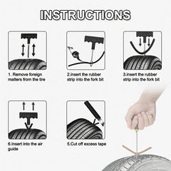 Car & Motorcycle Tire Repair Tool Kit - Fix Punctures & Replace Tires