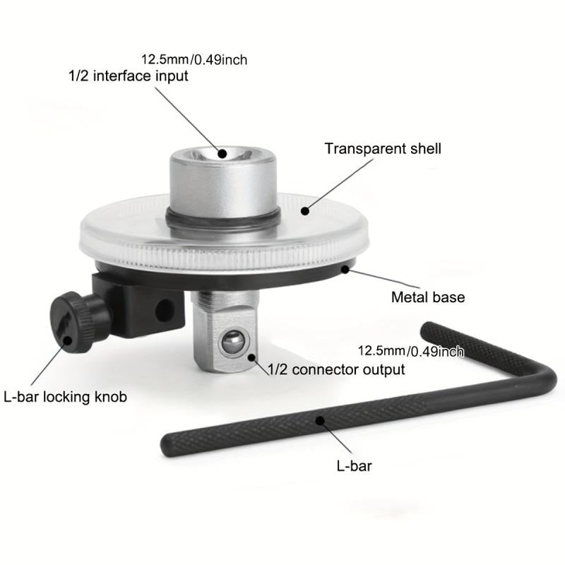 12.5mm Torque Wrench Angle Gauge Tool 360 Adjustable 1/2 Drive Torque Meter