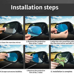 2pcs Car Rear Lens Anti Rain Film Reflective Mirror Nanocrysmic Anti Rain Film