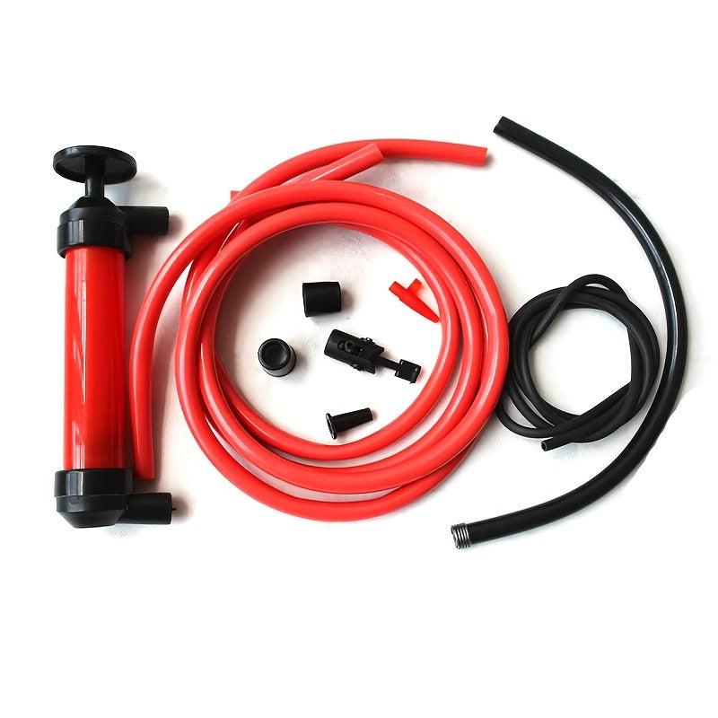 Fuel Transfer Pump Kit Hand Gasoline Liquid Air Pump Red Emergency Car Tool