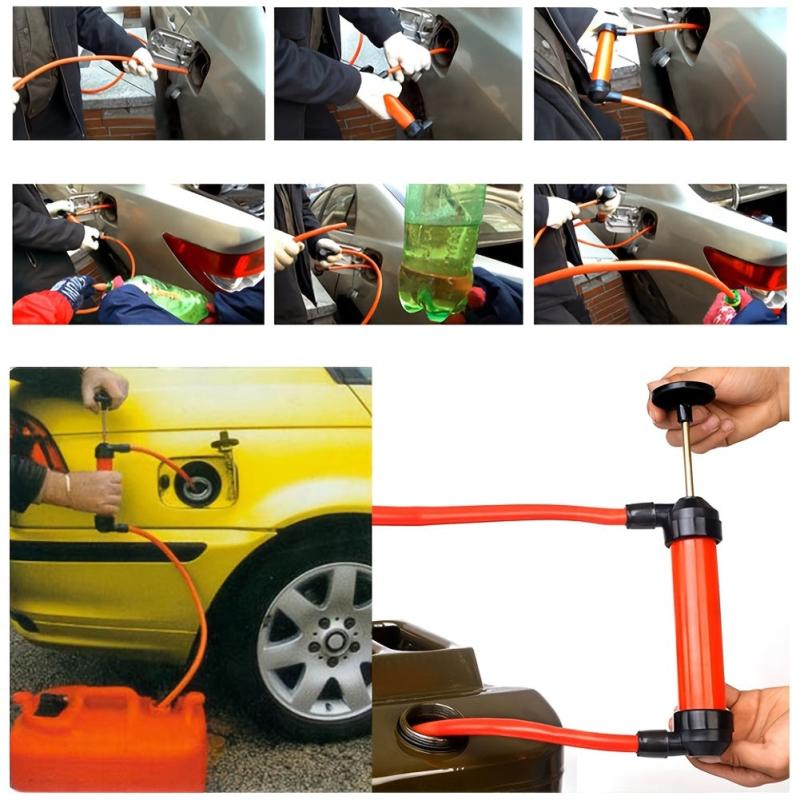 Fuel Transfer Pump Kit Hand Gasoline Liquid Air Pump Red Emergency Car Tool
