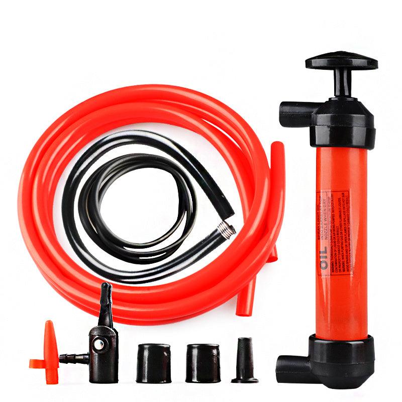 Fuel Transfer Pump Kit Hand Gasoline Liquid Air Pump Red Emergency Car Tool
