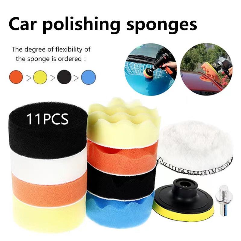 11-Piece Car Polishing Kit Drill Adapter Sponge Wool Professional Shine