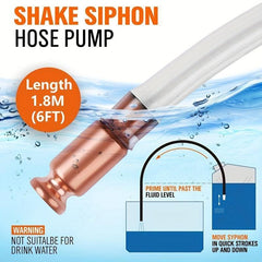 Safety Siphon Hose Pump 6ft For Gasoline, Cars, Boats, Mowers, Self Priming Pump