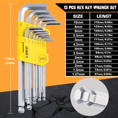 9pcs 13pcs Hex Wrench Set Long Arm Ball Star Wrench Conversion Handle Metric
