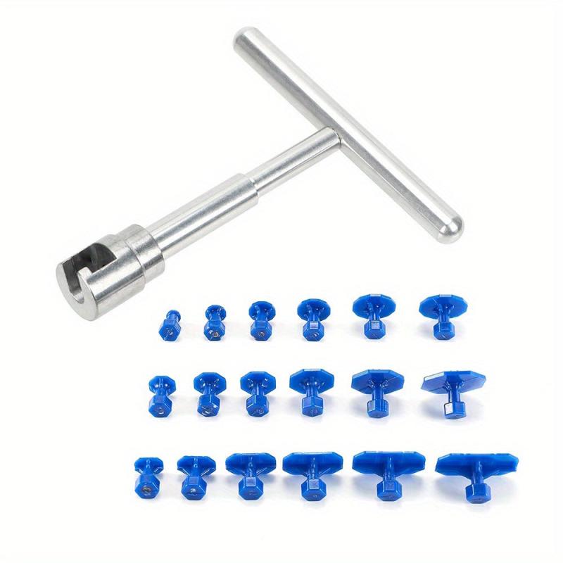 Car Dent Repair Kit Metal T Handle Puller Plastic Glue Tabs No Glue Gun