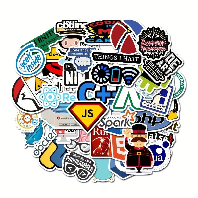 50pcs Programming Sticker for DIY Computer Laptop PS4 Motorcycle