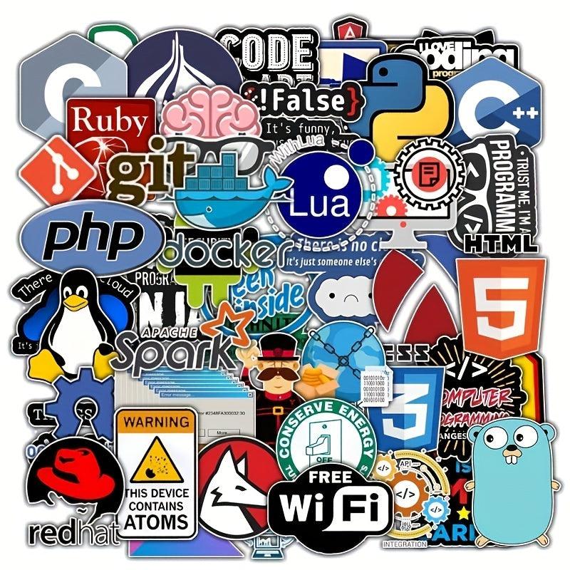 50pcs Programming Sticker for DIY Computer Laptop PS4 Motorcycle