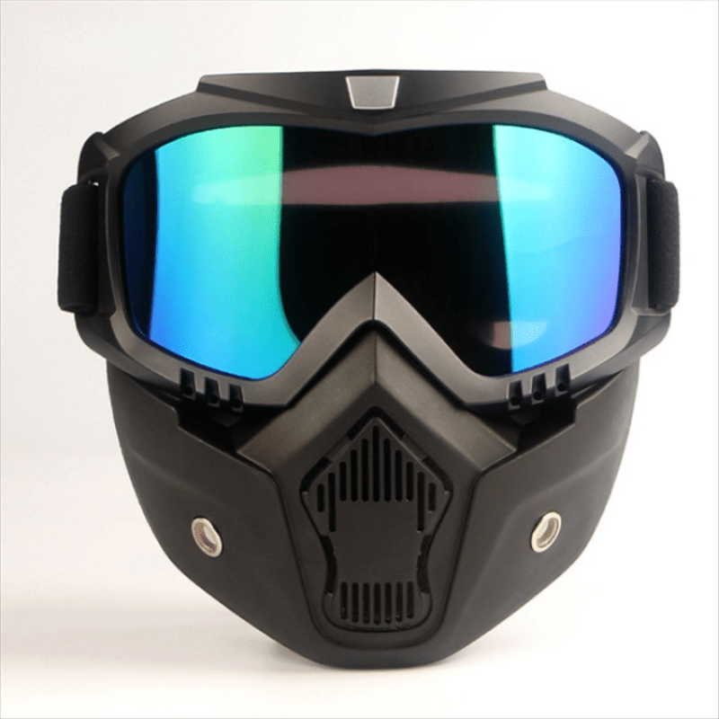 Removable Motorcycle Helmet Open Face Mask Goggles
